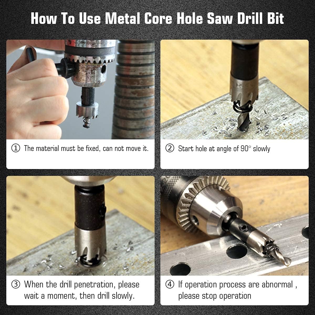 Auniwaig 2pcs HSS Hole Saw Kits for Metal, 15mm High-Speed Steel Hole Saw Cutting Kit Drill Bits Opener Cutter Tool, for Cutting Holes on Wood, Plastic Sheet, Stainless Steel, Iron, Aluminum Plate