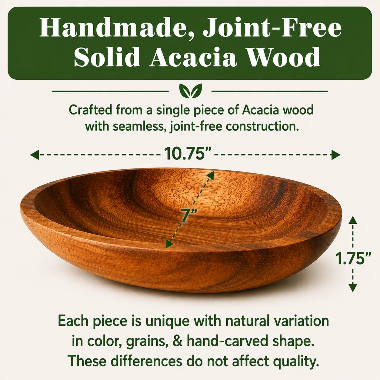 Juego de 2 cuencos de madera de acacia, ovalados, mesa rústica decorativa y plato de servir para comida, ensalada, fruta, pan, uso como cuencos de almacenamiento para joyas, llaves o