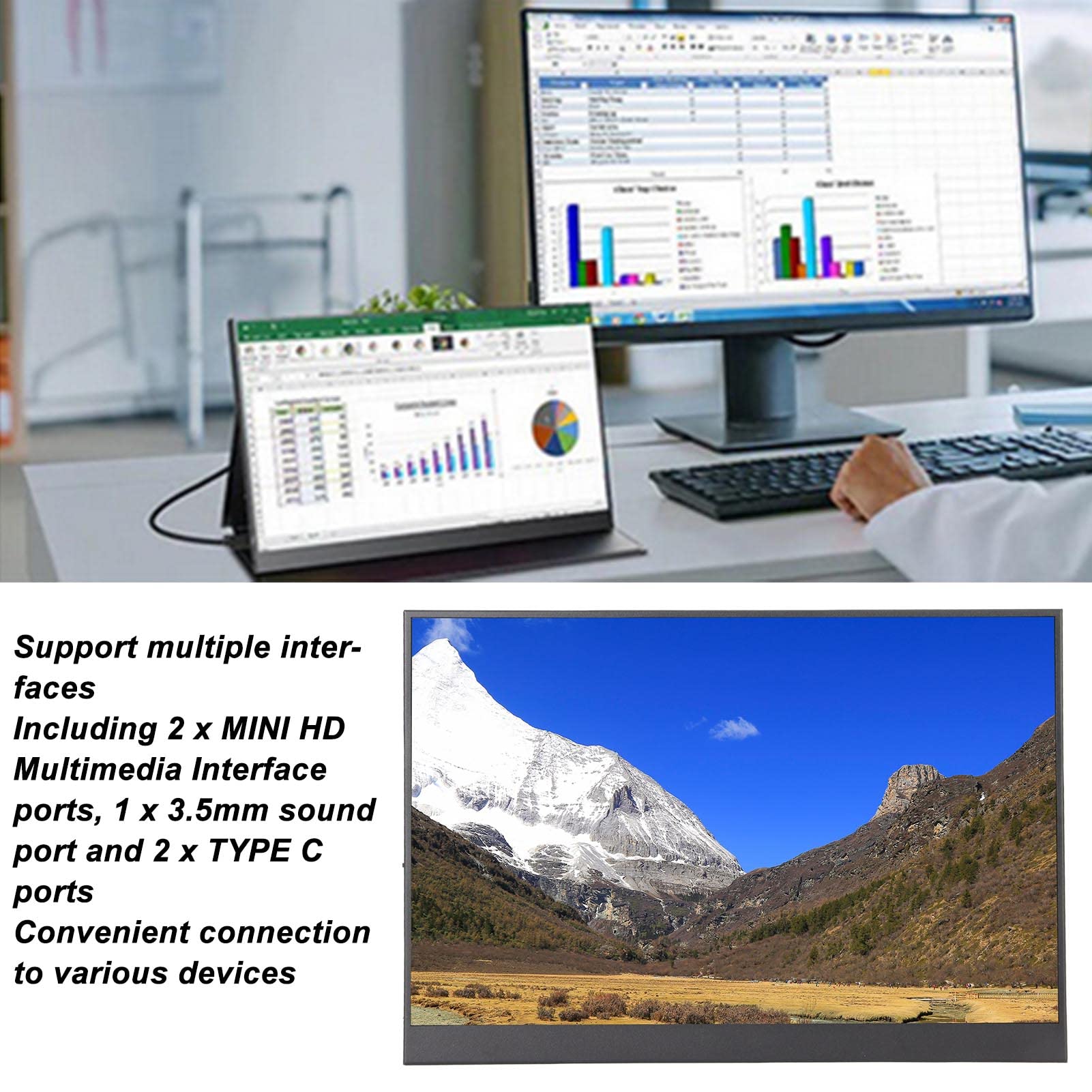 Monitor Portatile con Schermo IPS da 14 Pollici 2,5K, Monitor