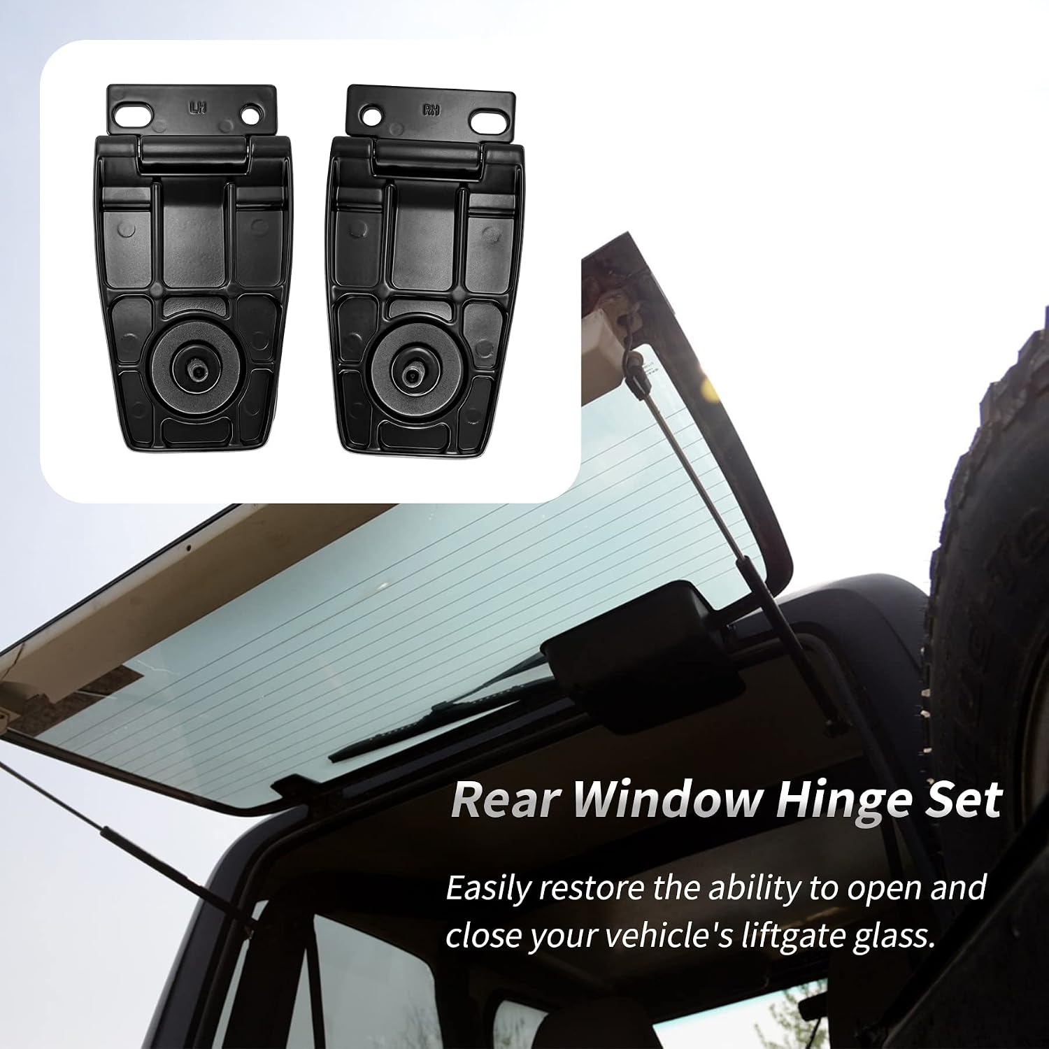 Rear Window Hinge Set Liftgate Glass Hinge Set Right & Left | Replacement for 1987-1995, 1997-2006 Jeep Wrangler | Replace OE#: 926-119, 5013722AA, 5013723AA