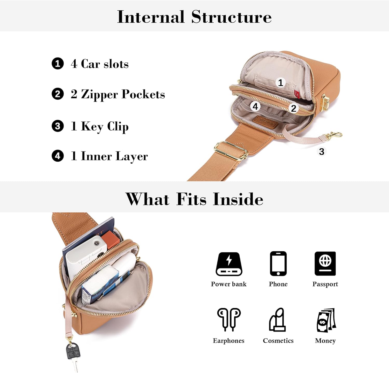 INICAT Leather Small Sling Bag Travel Crossbody Bags Women Gifts Cross Body Purses for Woman - Image 5