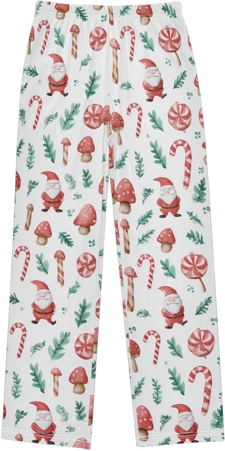 visesunny Boys' Pants Christmas Santa Claus Candy Canes Jogger Pants Elastic Waist Long Bottoms Trousers with Pockets S-XL