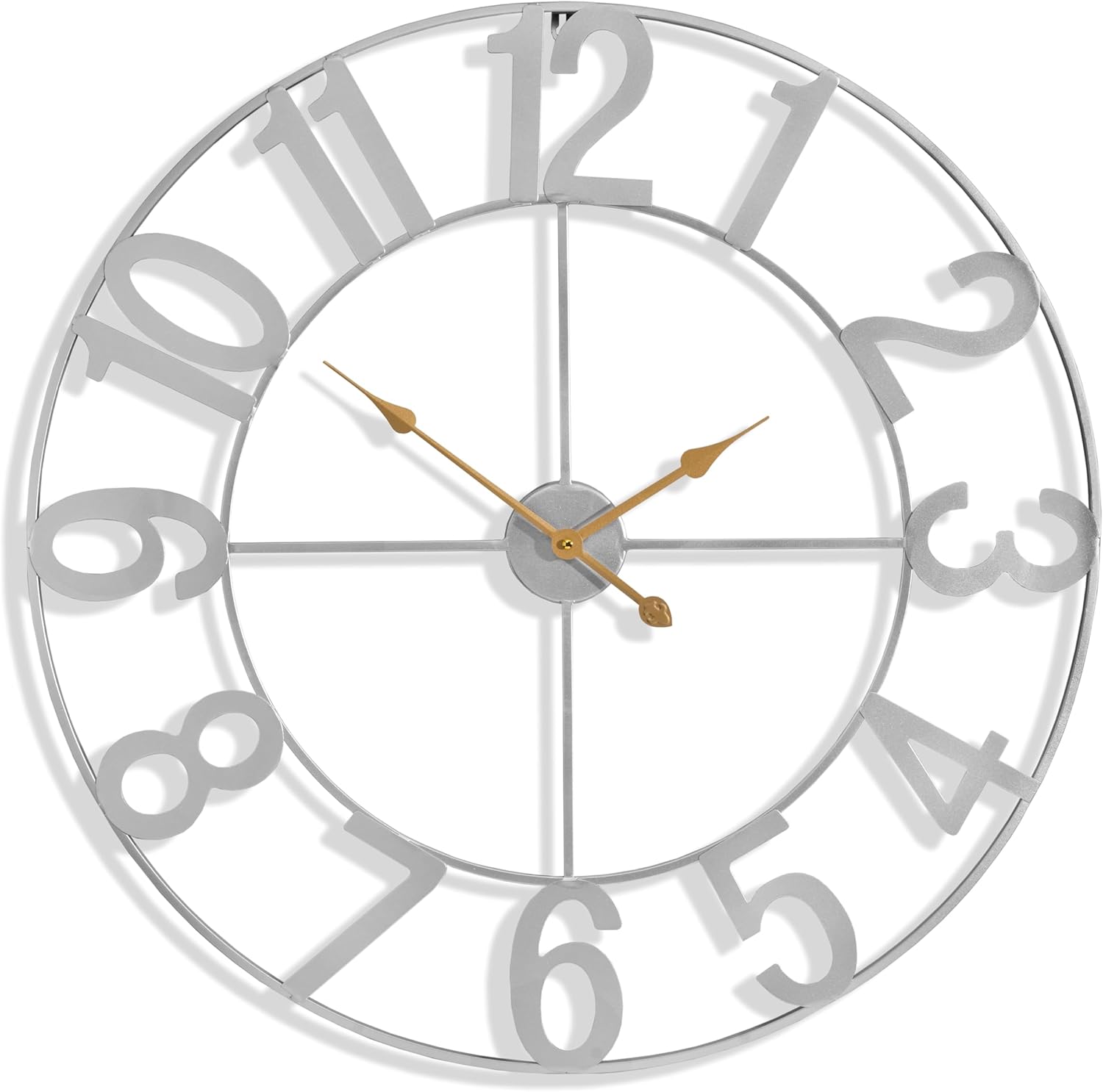 Sorbus Large Wall Clock for Living Room Decor - Wall Clock for Kitchen - 32 inch Big Wall Clock Decorative - Battery Operated Analog Large Clock for Bedroom, Home, Kitchen, Office, Wall Decor (Silver) 32" Silver