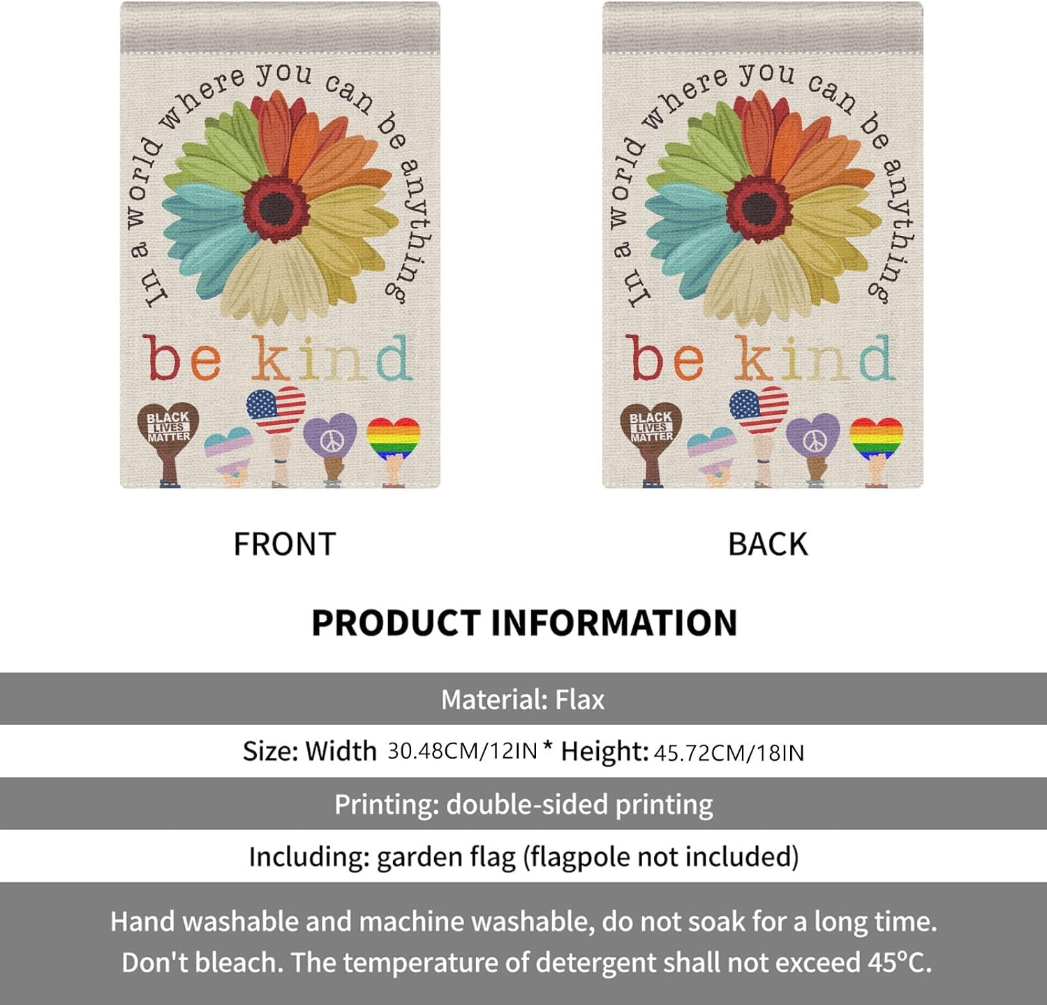 In A World Where You Can Be Anything Be Kind Flag Peace garden flags For Peace 12x18 Double-Sided For Home Garden Decoration