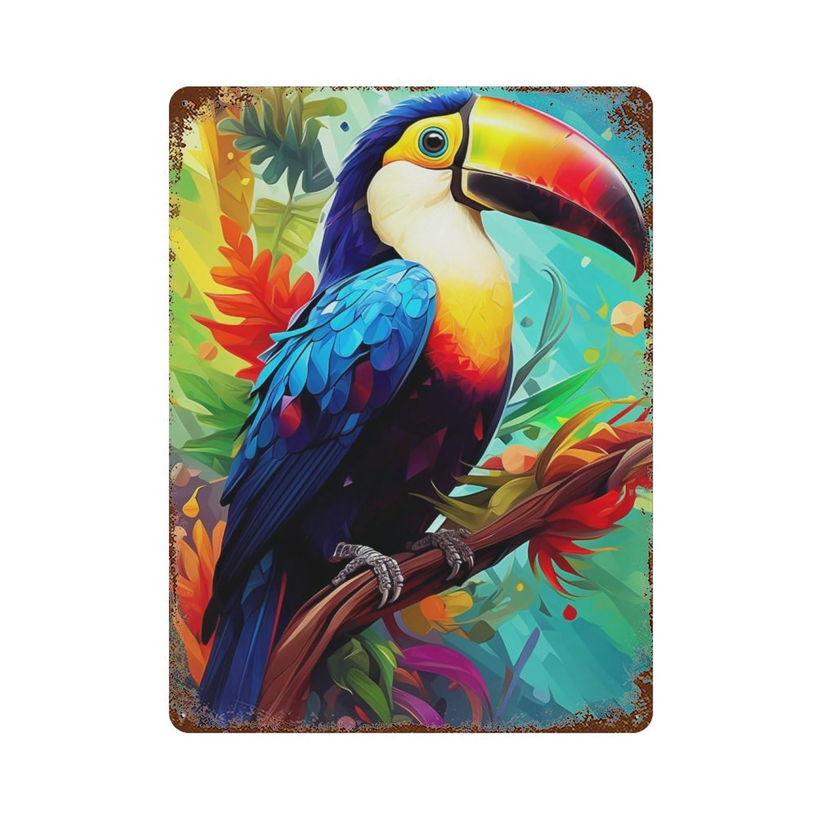 Toucan Bird Amazon Rainforest Retro Metal Sign 15.7"x11.8", Ideal for Basement, Hobby Room And Garage Decor