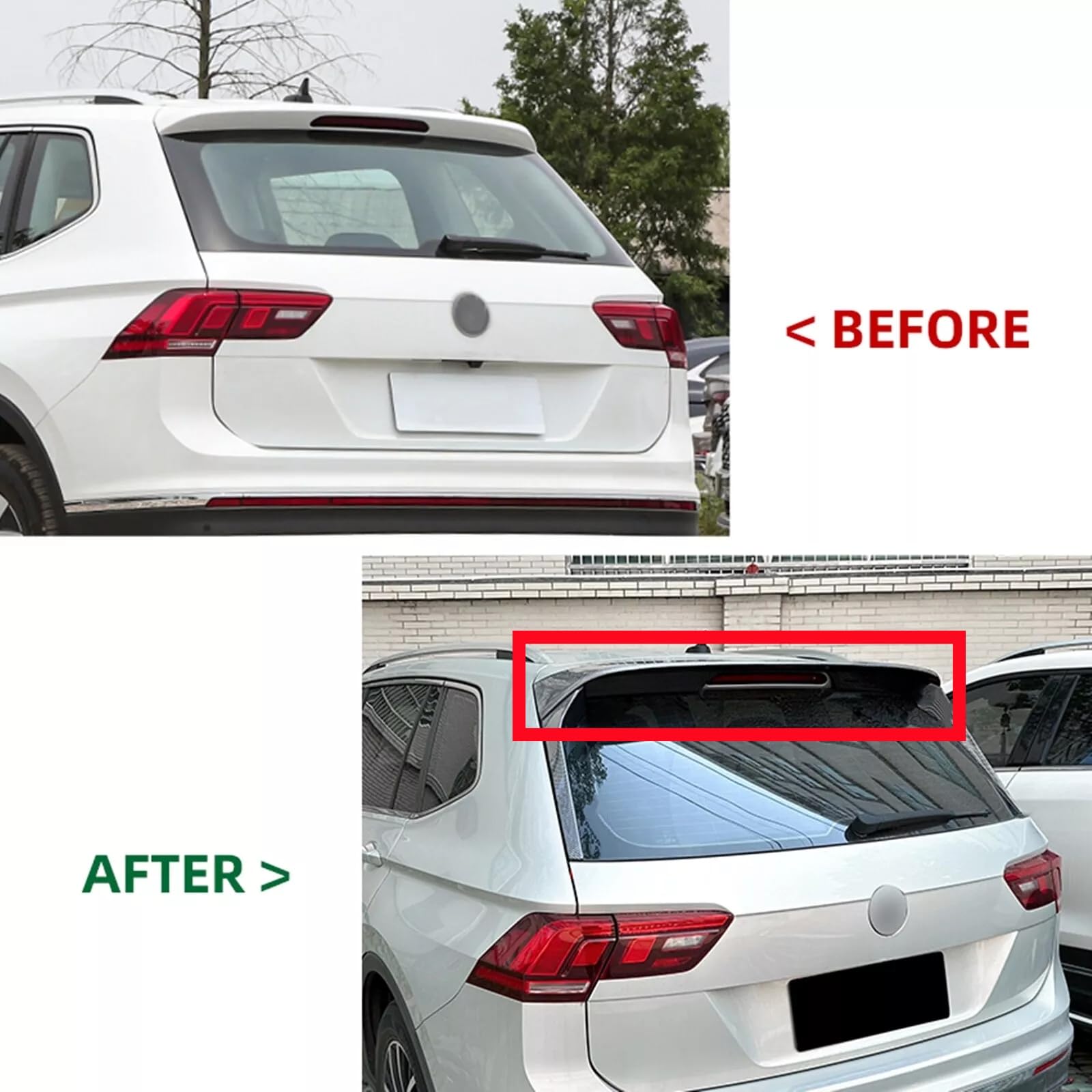 Spoiler per Il Tetto del portellone Posteriore Adatto per Volkswagen VW Tiguan S/SE/SEL MK2 2018-2024 Accessori per Kit Ala Stile R-Line Nero Lucido