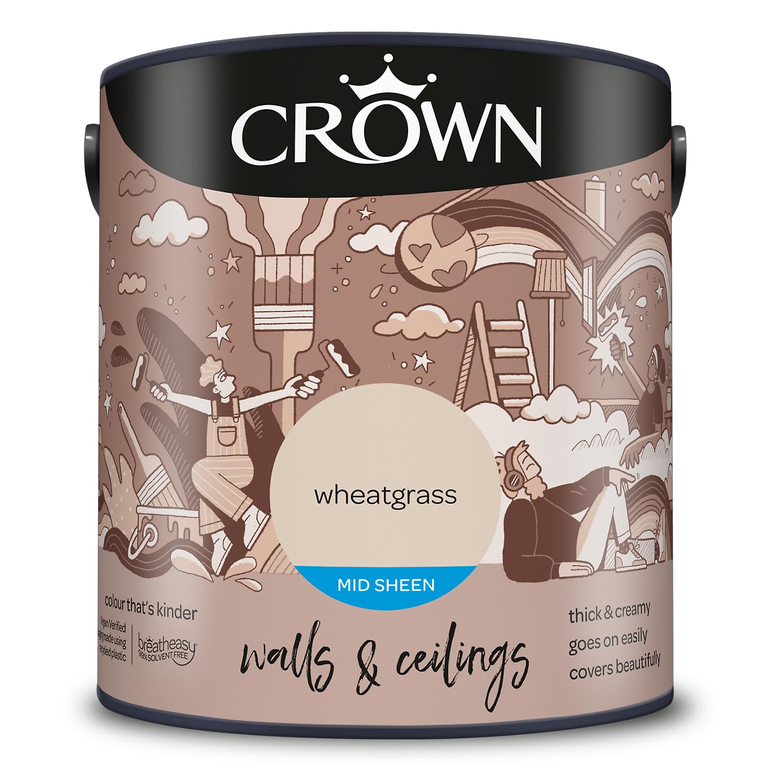 Crown Wheatgrass 2.5L Walls & Ceilings Mid Sheen Emulsion