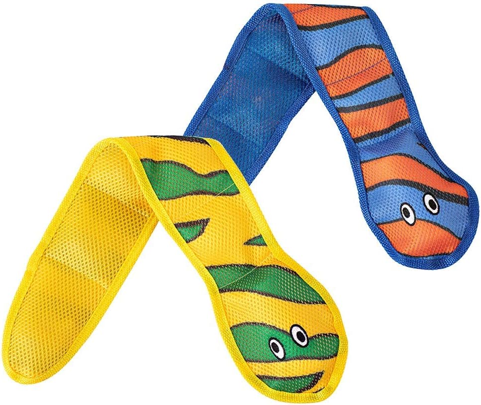 SCENEREAL Dog Pool Toys - 2 Pack Float Snakes, Interactive Chew Squeaky Toys Durable for Pet to Chew Play in Hot Summer, 2 Squeakers Inside