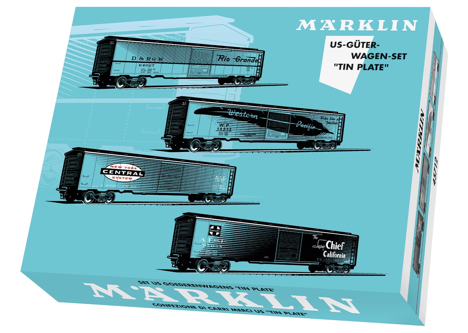 Märklin 45712 H0 kit 4 pz. US-Box-Car, MHI