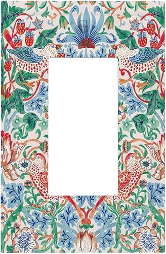 Miniatura 10 de Cubierta de interruptor de luz basculante de palanca de 2 bandas con textura de tablón rústico, diseño floral de mariposa y margarita