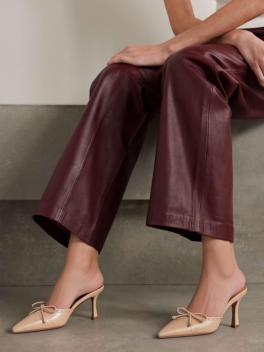 Kitten Heels for Women Closed Toe Heels Vintage Heeled Mules Sexy Pointy Studded Slip on Stiletto Dressy Pumps - Image 2