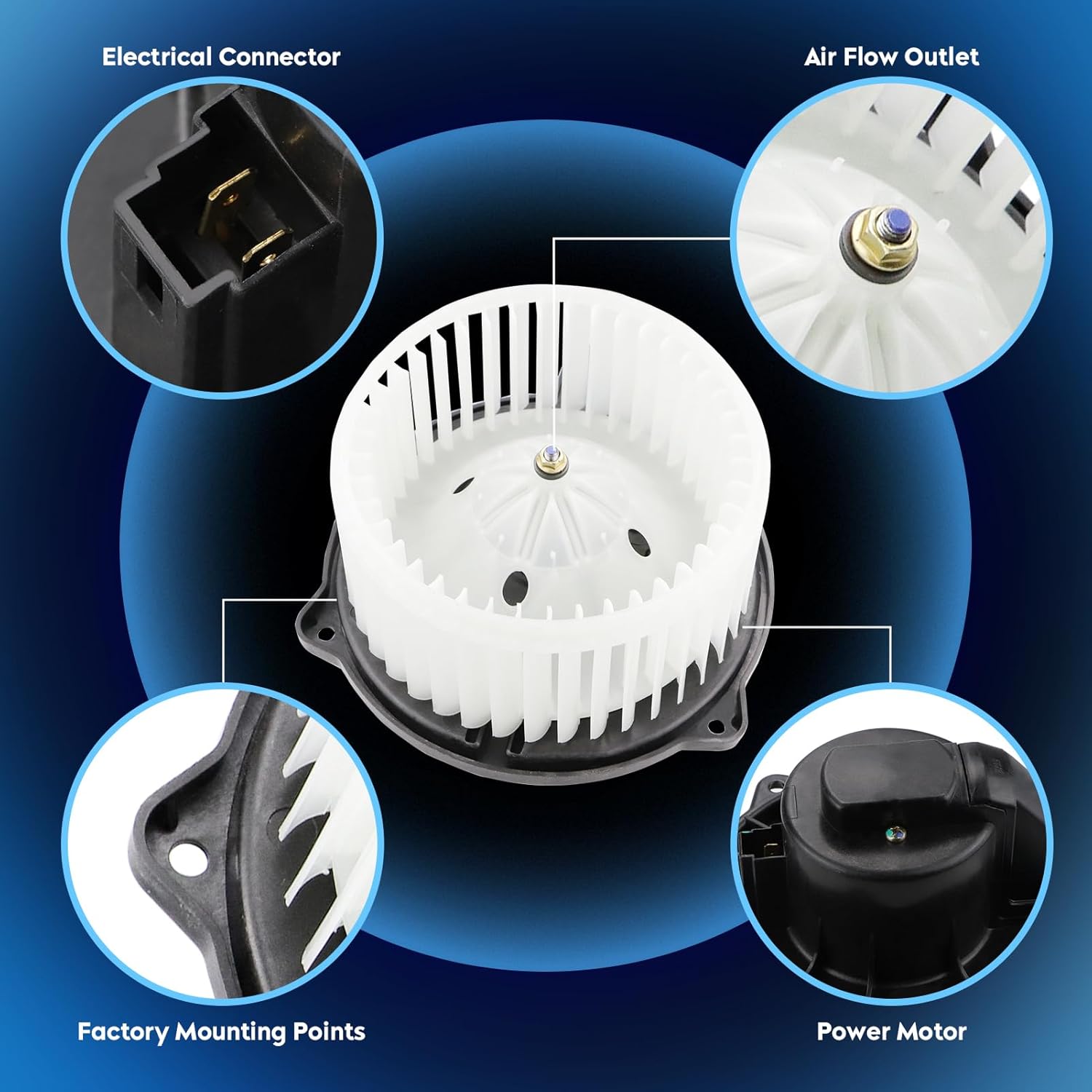 HVAC AC Blower Motor Fit for 2002-2008 Dodge Ram 1500 2500 3500/2002-2004 Fit for Jeep Grand Cherokee Replaces 5096255AA /700012,5096256AA,5012701AB,615-00649,615-00635,615-0629