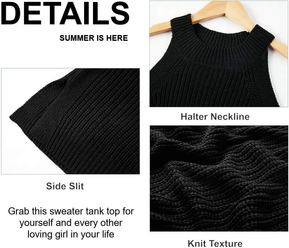 Imily Bela Women's Summer Halter Tank Tops Sleeveless Casual Racerback Loose Shirts Knit Cami Sweater Vest - Image 4