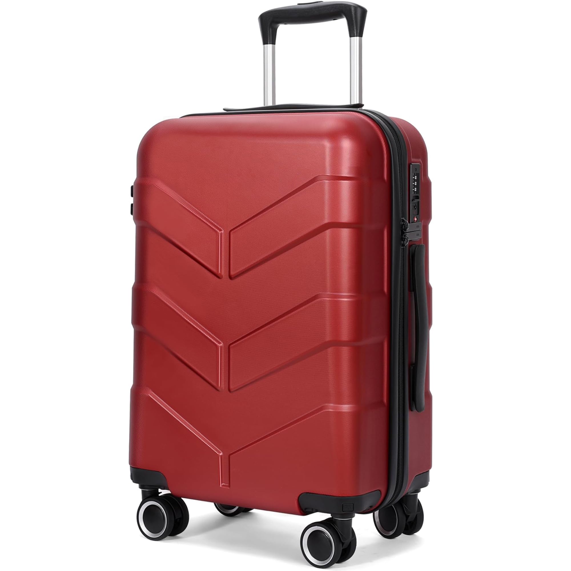 Hardside Carry On Luggage 22x14x9 Airline Approved with Spinner Wheels, Lightweight 20-inch Carry-On Suitcase for Women & Men, Red