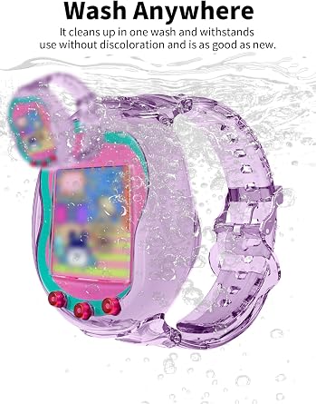 Silicone Case for Tamagotchi Bandai Uni - Soft Protective Cover with Hand Strap,toergy Comfortable, Portable Anti-Scratch Skin for Pet Game Machine (Transparent Purple)