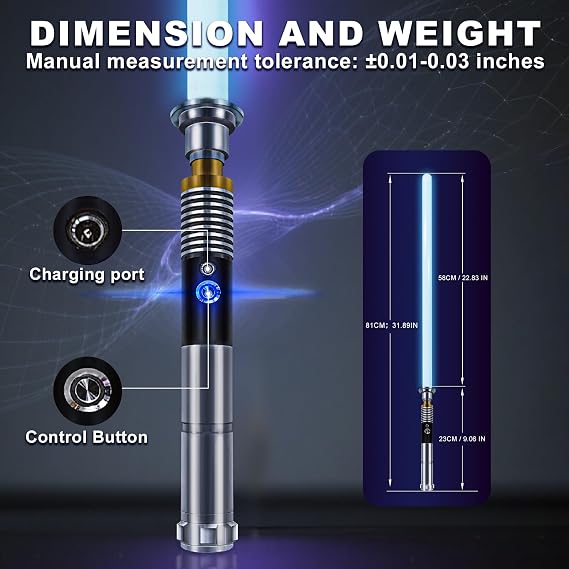 XUZ Light Up Saber for Adults, Men & Boys, 16-Color Metal Hilt, Halloween