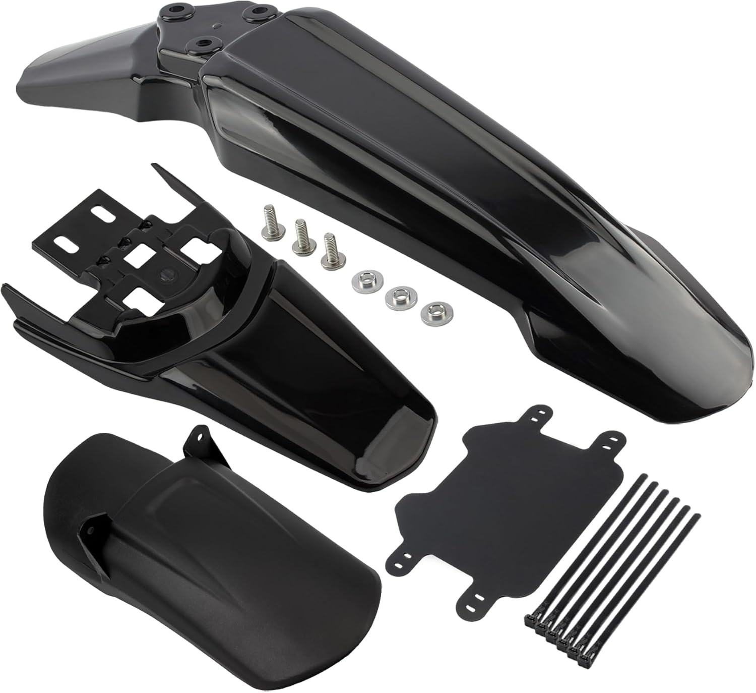 PowerMotor Surron Front Rear Fender Kit with Number Plate Motorcycle Shock Absorber Mudguard Replacement for Light Bee Sur Ron S X Segway X160 X260 Electric Dirt Pit Bike Off Carbon Fiber Print