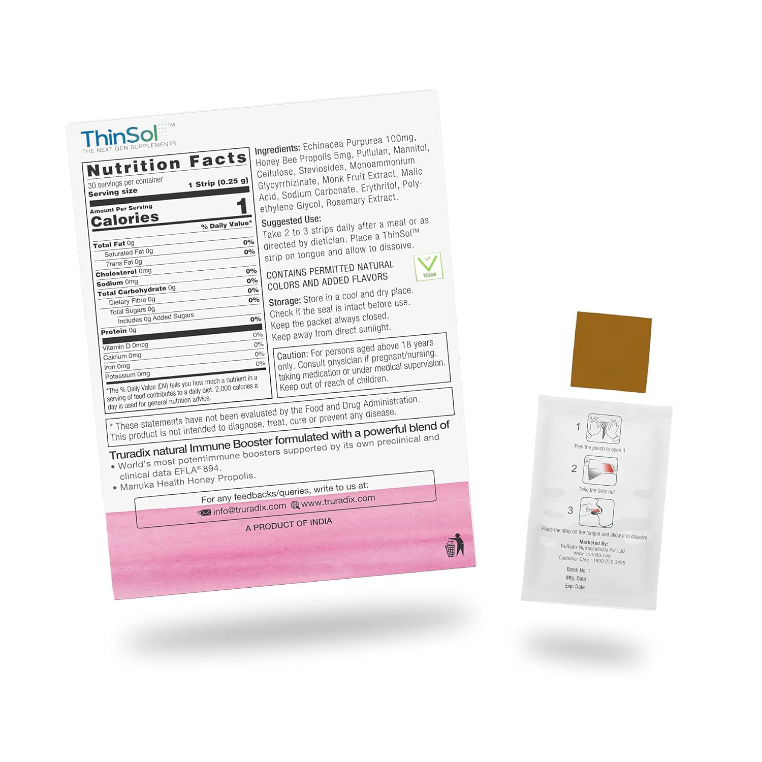 TruRadix ; AS TRUE AS NATURE Immune Support Supplement Strips – Manuka Honey