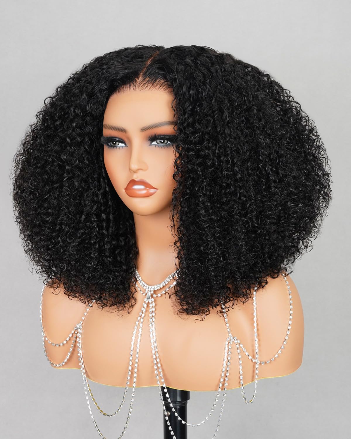 Glueless Wigs Human Hair Pre Plucked Pre Cut 6x6 Closure Wig New Bouncy Curly Wig Human Hair Salon-Quality Ready to Go Glueless Wigs 220% Density Bouncy Wavy Wig 20 Inch