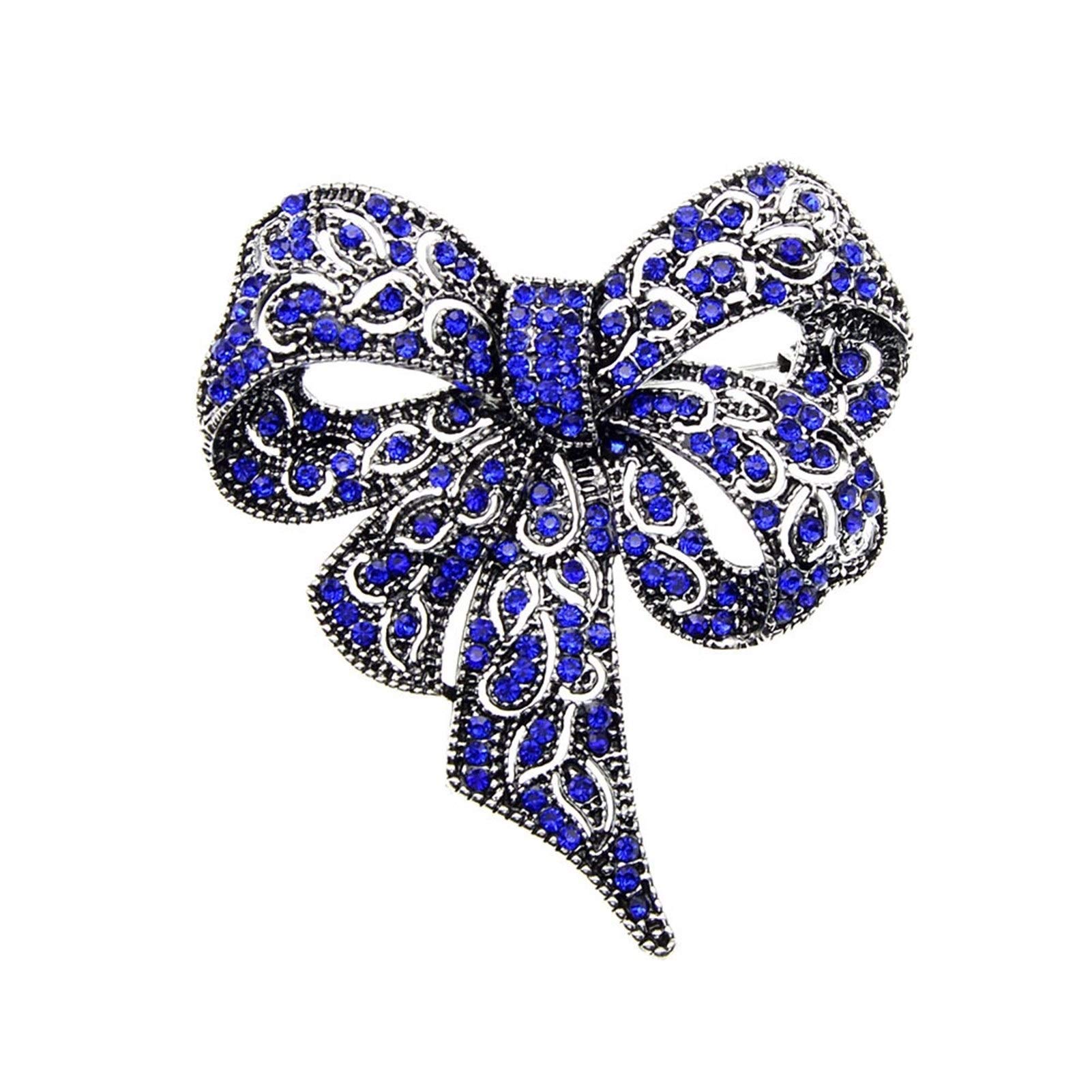 Brosche, Schwarze Farbe, Strass-Bogenbroschen für Damen, große Schleife, Brosche, Anstecknadel, Vintage-Mode, Winter-Accessoires (Metallfarbe: Rot) ()
