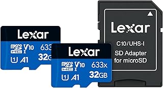 Lexar High-Performance 633x 32GB (2-Pack) microSDHC UHS-I Card w/SD Adapter, Up to 100MB/s Read, for Smartphones, Tablets, and Action Cameras (LMS0633032G-B2ANU)