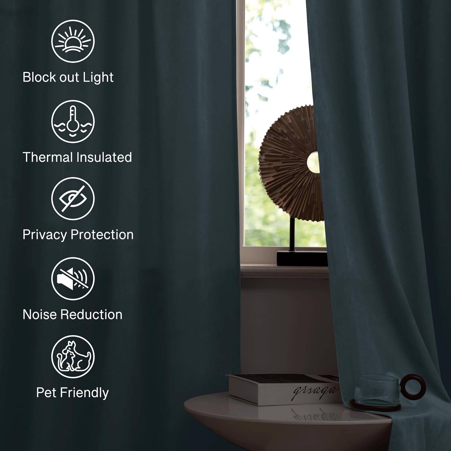 StangH Stone Blue Velvet Drapes 105 inches Elegant Room Darkening Drapes for Bedroom/Living Room, Heavy Soft Thermal Curtains Home Decor, W52 x L105, 2 Panels