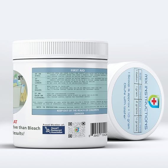 Solution HOCL Powder 300 Grams Packaged Single 16 OZ Reusable Container - (300 gm of Total Active Ingredients)
