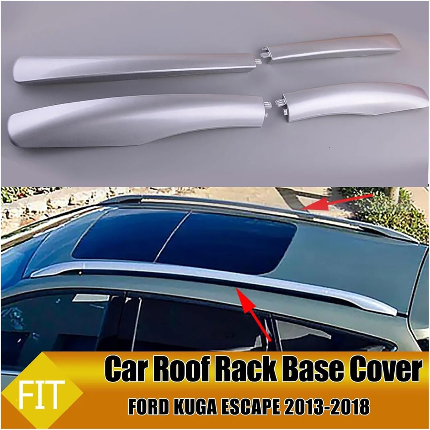 Roof Rack Cover Roof Luggage Bar Rail End Shell Plasitc Cover Replacement Front Rear Left Right Compatible for Ford KUGA Escape 2013 2014 2015 2016 2017 2018 Car Rack Accessories(Front Right)