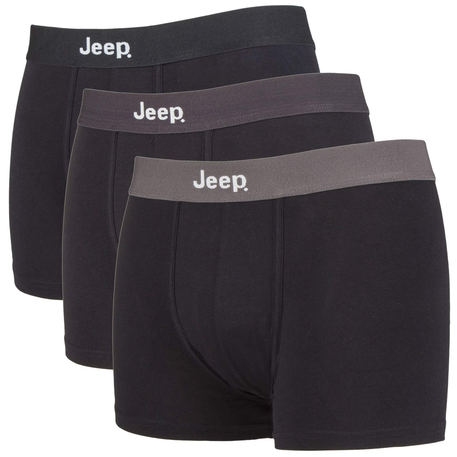 Jeep3 Pairs Mens Cotton Rich Blend Everyday Wear Fitted Underwear Brief Trunks (M, Black/Tones)