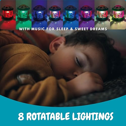 Miniatura 4 de Obsiusfb Juguete musical con luz para bebé, proyector de luz nocturna giratoria de 360 para aprendizaje de boca abajo y juguete para caminar,