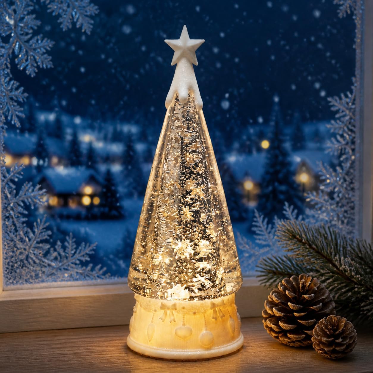 Train Christmas Snow Globe Santa Claus, Shatterproof, 8 Songs Music Box