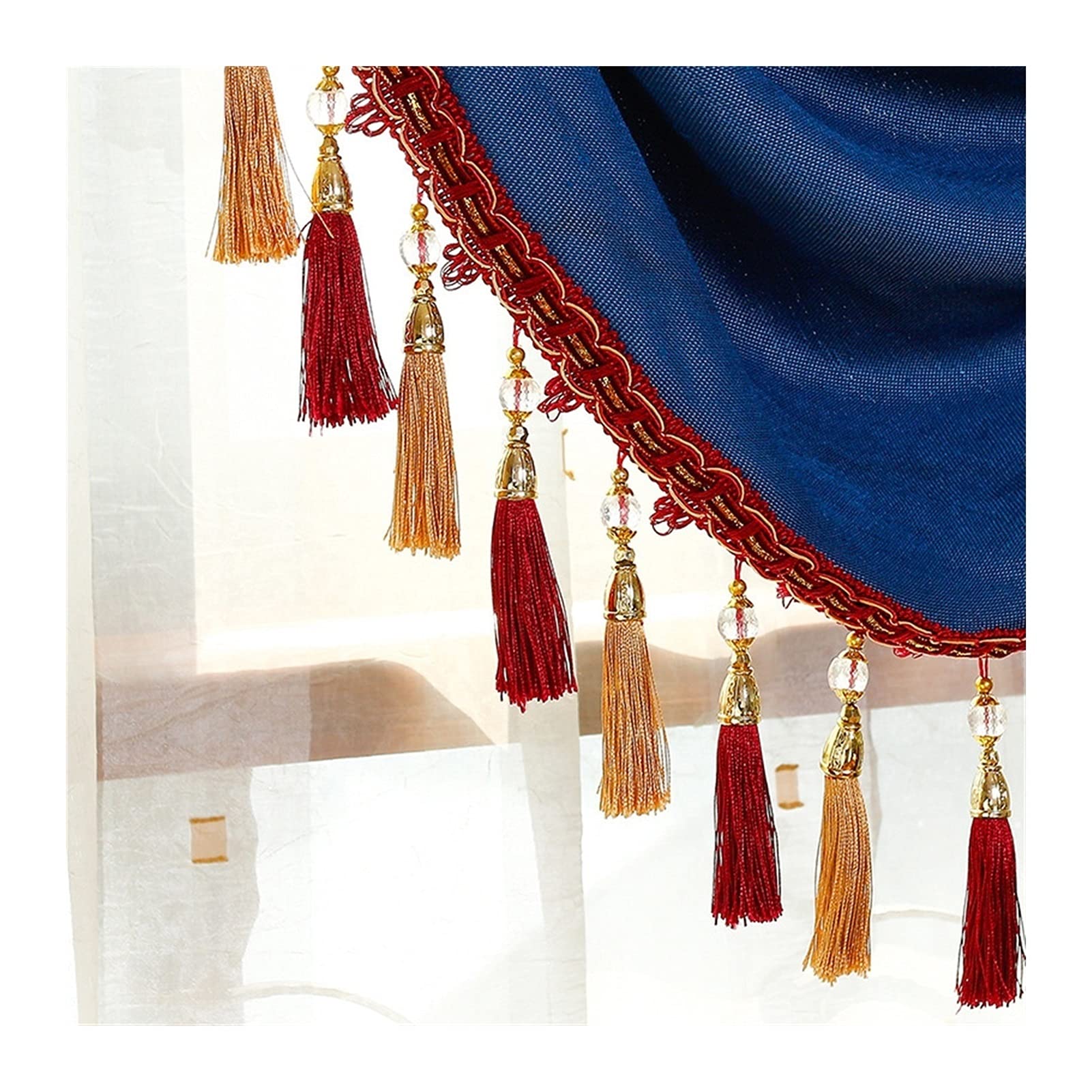 Garniture à Franges Gland Gland Perles Gland Frange Rideaux De Ruban De Dentelle for Accessoires De Fenêtre 5 Mètres (Couleur : H) (Color : C)