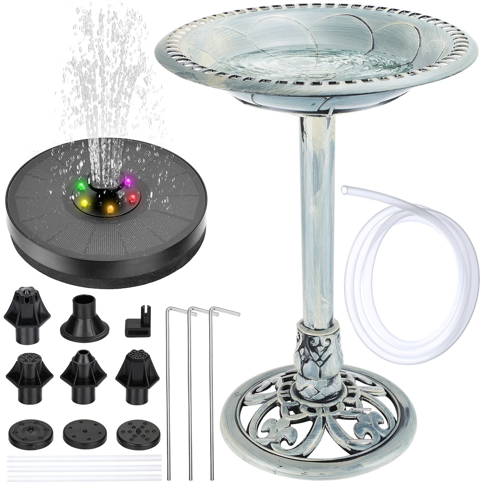 Bird Bath for The Garden Bird Bath Bowl with Solar Water Fountain Pump 23.6 Inch Height Pedestal