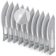 KeyUnity KA14 10pcs #24 Knife Blades Replacement Utility Knife Blade for Arts & Crafts, Plant Cutting, Clay Modeling, Podiatry, Dermaplaning & More