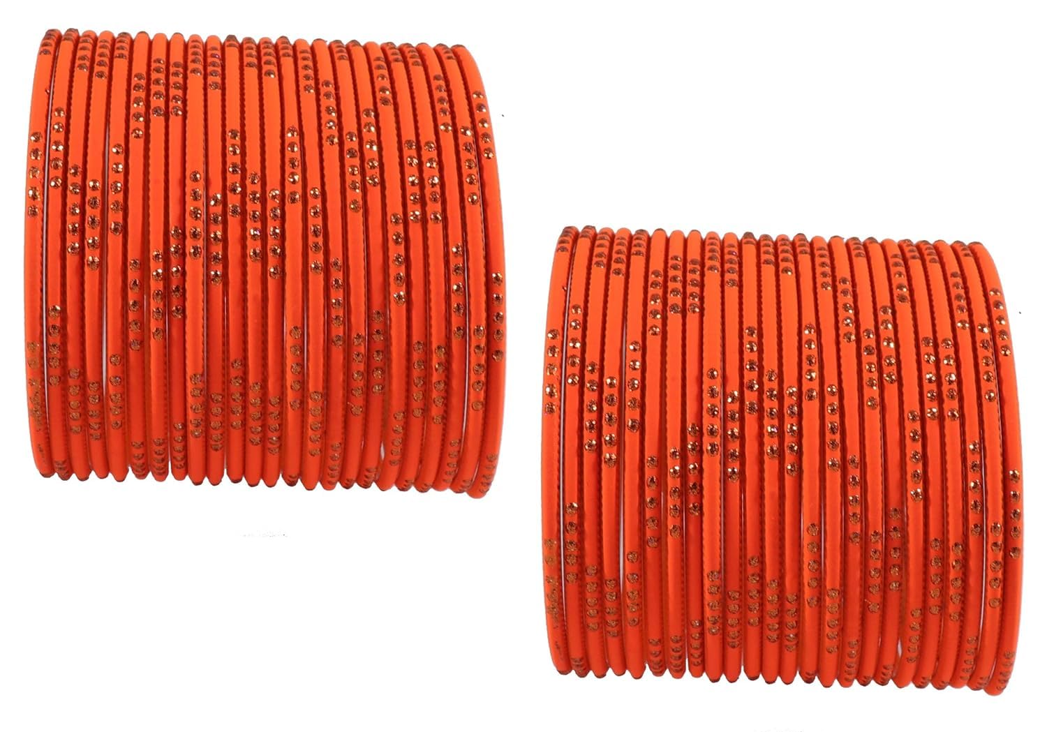 ZULKA Metal with Glitter Polka Dots & Cutting Design Stylish Bangles Set For Women & Girls | Metal Bangles | Traditional Women Bangles | Fancy Metal Chudi- Pack of 48 Bangles, (Orange-2.4) (B0CM3HBBCH) Amazon Price History, Amazon Price Tracker
