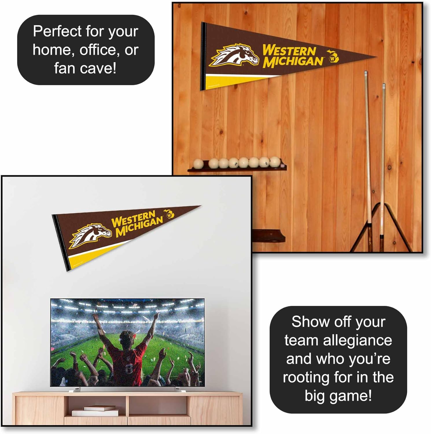 Western Michigan Broncos Wordmark Logo Pennant Banner Flag - Image 3