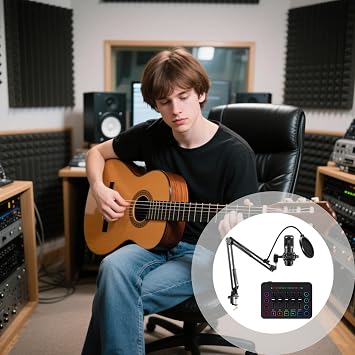 Complete Podcast Set With Rgb Mixer, Bm-800 Microphone And More, Real-Time Feedback, 48V Phantom Power