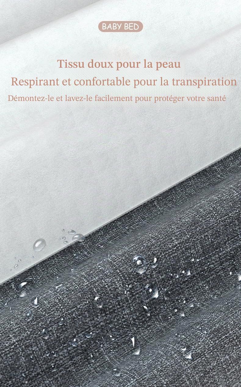 Berceau électrique Bluetooth pour cododo pour bébé, berceau de chevet convertible, berceau portable pliable pour nouveau-né avec matelas et haut-parleur de musique Bluetooth (gris électrique)