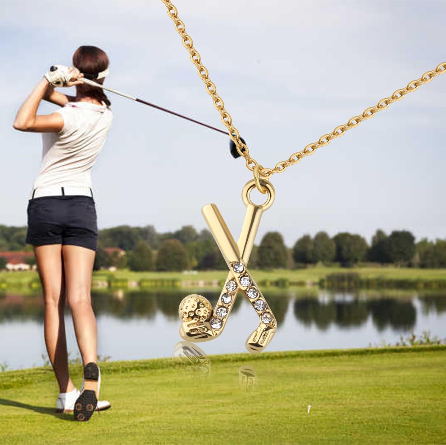 UJIMS Golf Necklace for Women Golf Player Gifts Golf Club Jewelry Golf Gifts for Golfers Golf Lover Golf Team Coach Gift (GoldGolfNecklace) - Image 7