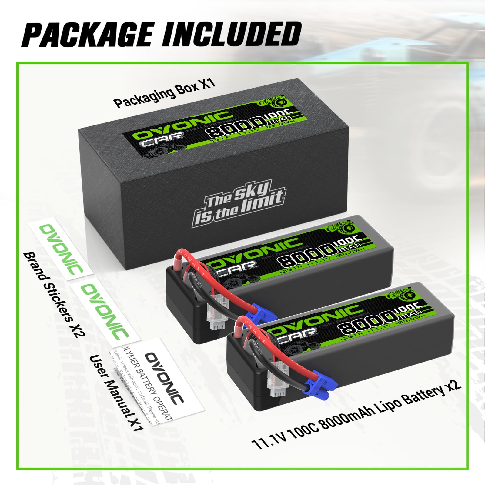 Amazon.com: OVONIC 3S lipo Battery 100C 8000mAh Lipo with EC5