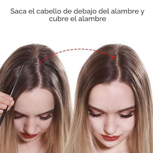 Miniatura 7 de SARLA - Extensiones de cabello con hilo invisible, con 3 clips, postizo sintético largo, ondulado, rizado, diadema ajustable transparente