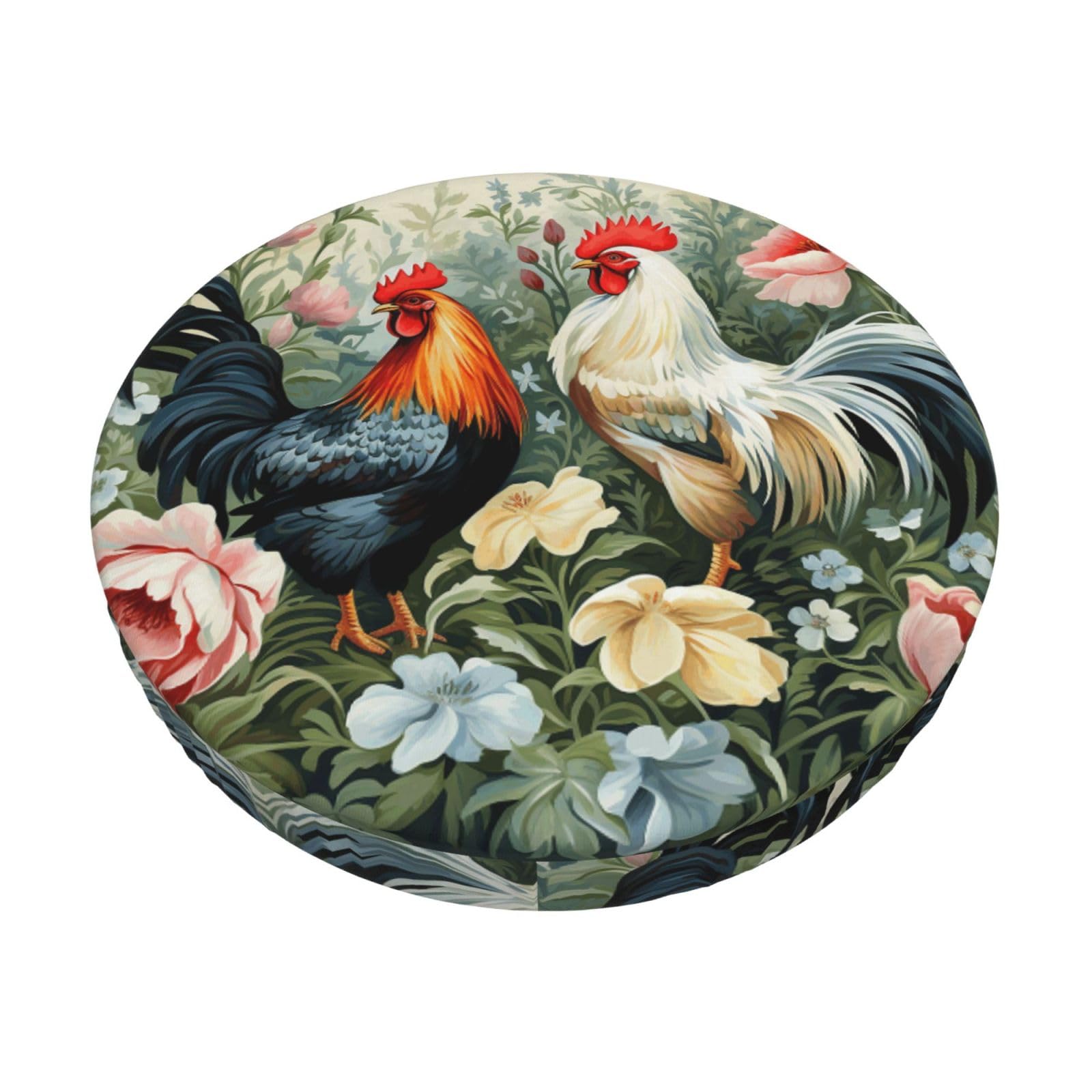 Fodpand Black Rooster Stool Covers Round 12 Inch, Stretch Round Bar Stool Seat Covers Washable Dustproof Stool Cushion Slipcover Soft Velvet Bar Chair Covers With Elastic Band