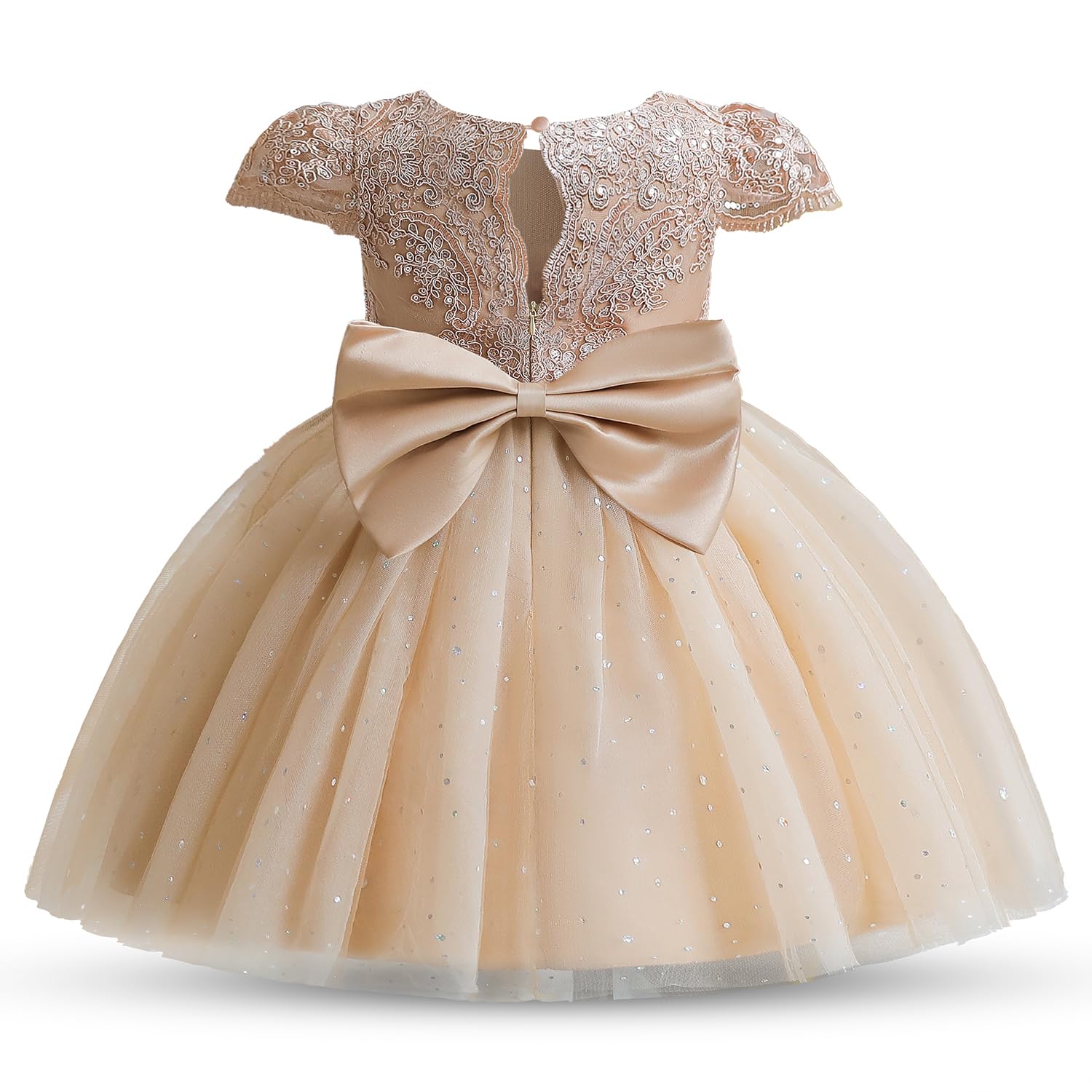 NNJXD Vestido de Novia de Princesa de Flores con Bordado de Encaje niñas