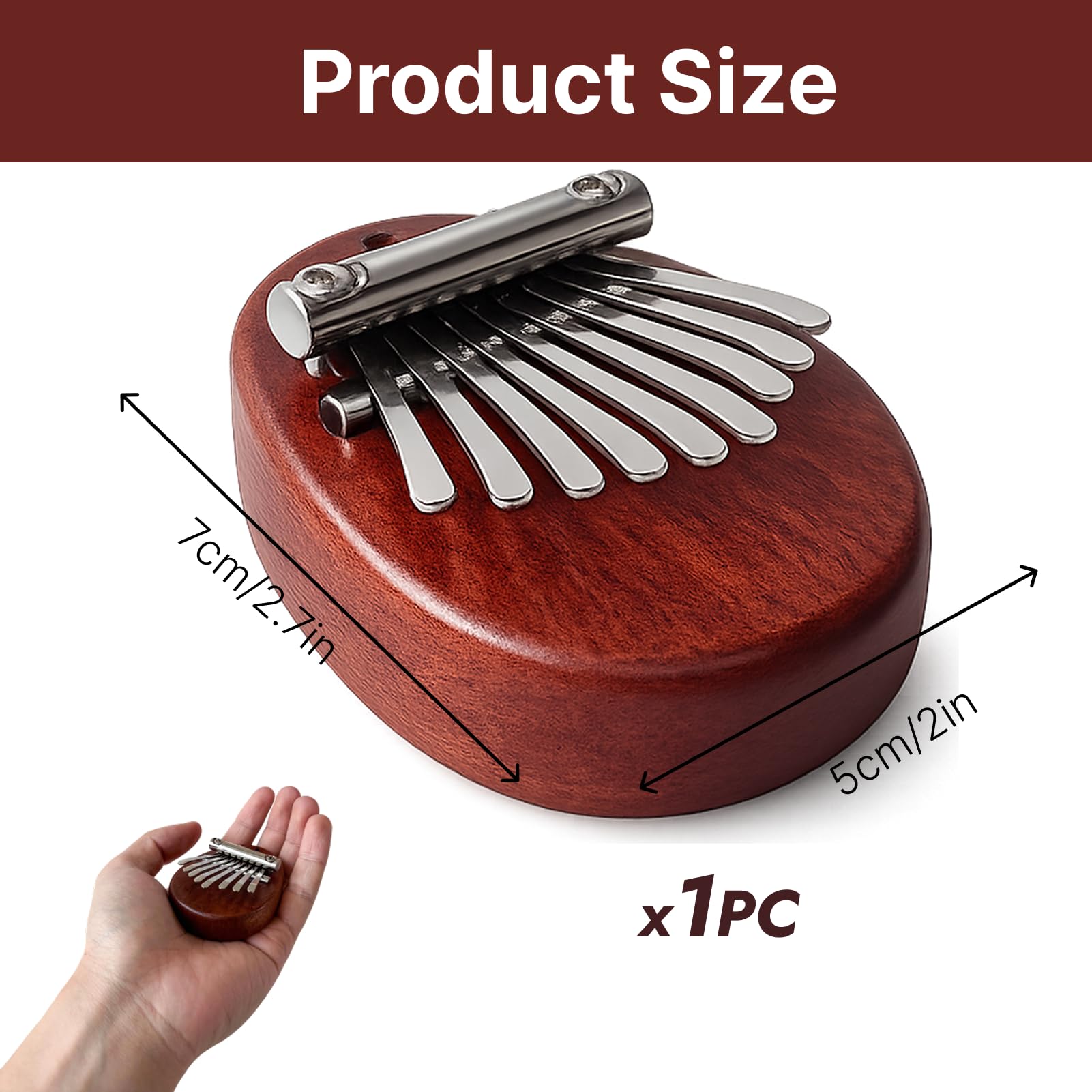 Mini Kalimba mit 8 Tasten, Exquisites Daumenklavier aus massivem Holz, handgefertigtes Kalimba Instrument für Musikliebhaber, kleines Handpan-Musikinstrument