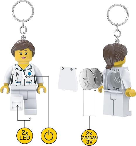 Miniatura 7 de LEGO KE186 - Llavero de luz clásica para enfermera, figura de 3 pulgadas de alto, Blanco