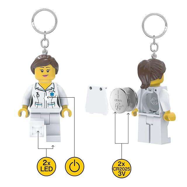 Foto 6 de 8 de Llavero Lego Icónico Enfermera Linterna - Figura de 76 mm de Altura (KE186) - 2 Pilas CR2025 Incluidas