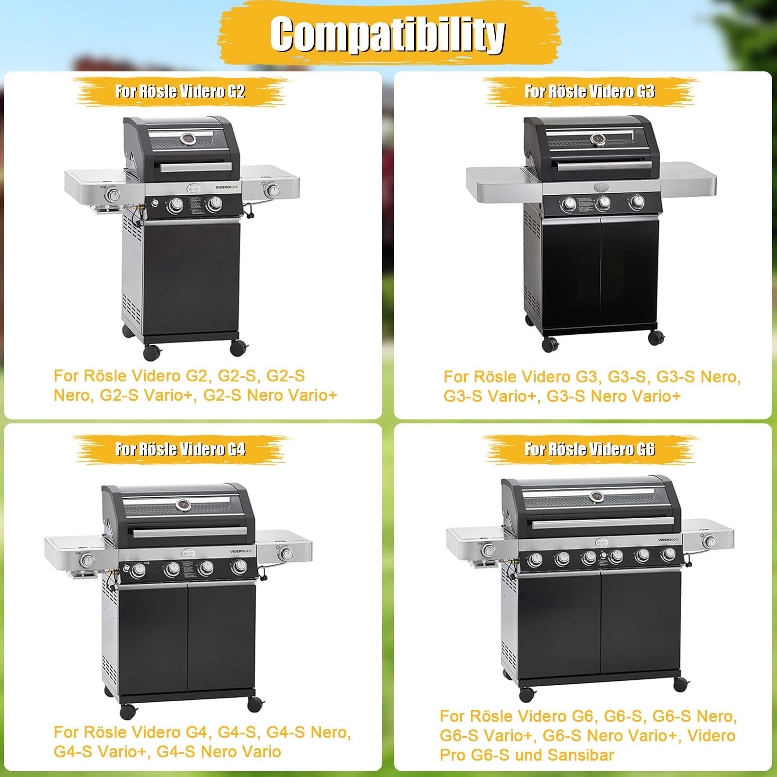 GFTIME Edelstahl Brenner für Rösle Videro G3 und G4, Gasgrill Brenner Ersatzteile für Rösle Videro Serie, 4 Stück