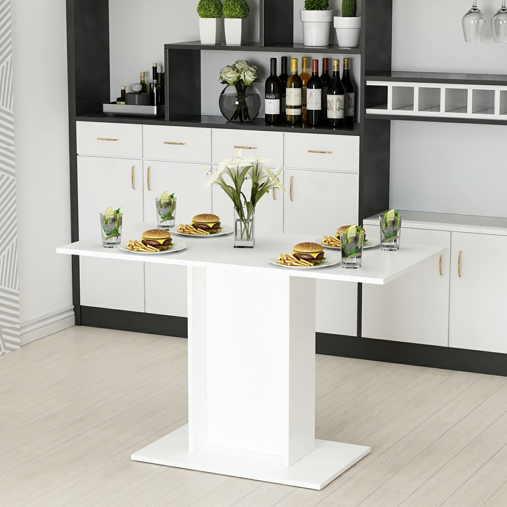 Tavolo Da Pranzo Rettangolare 120x60cm - Design Moderno Effetto Cemento, Gambe Acciaio - Foto 10