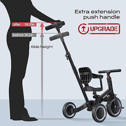 Miniatura 5 de newyoo Triciclo con mango de empuje para niños de 1 a 3 años, regalos de cumpleaños y juguetes para cumpleaños de niños y niñas, bicicleta de