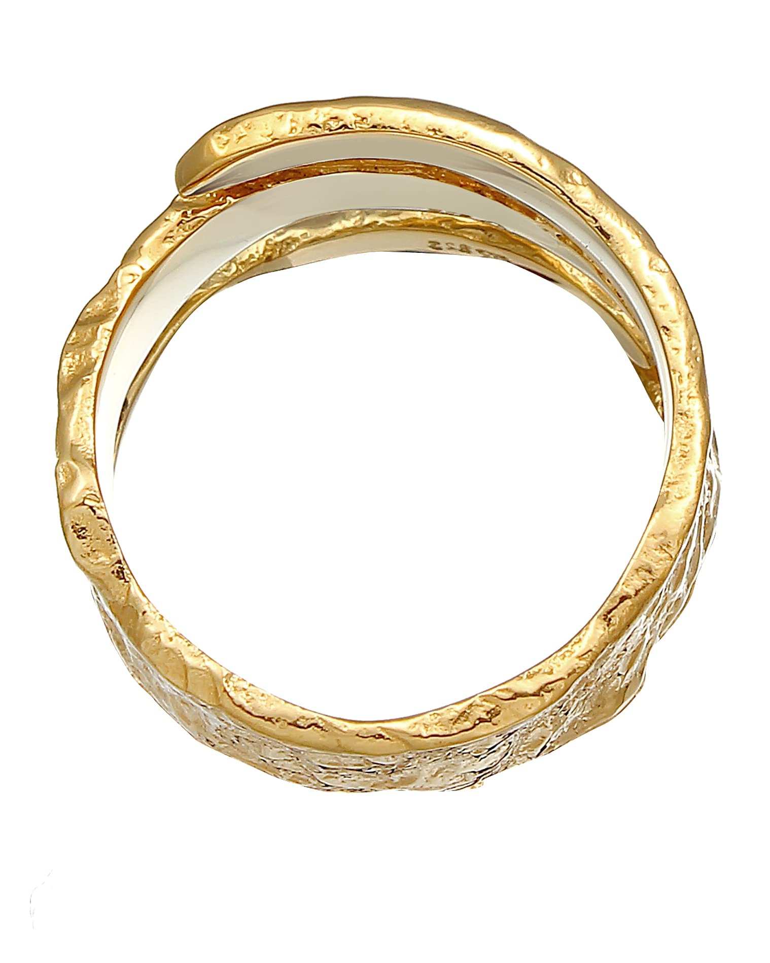Kuzzoi Anillo para hombre de plata de ley 925 con textura artística, diseño envejecido, 12 mm de ancho, chapado en oro, anillo de plata martillada, anillo de oro para hombre, talla 60-66, 0604852121